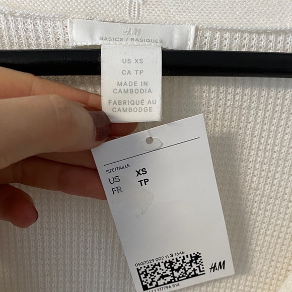 H&M creme white waffle split side cardigan xs new - Picture 3 of 11